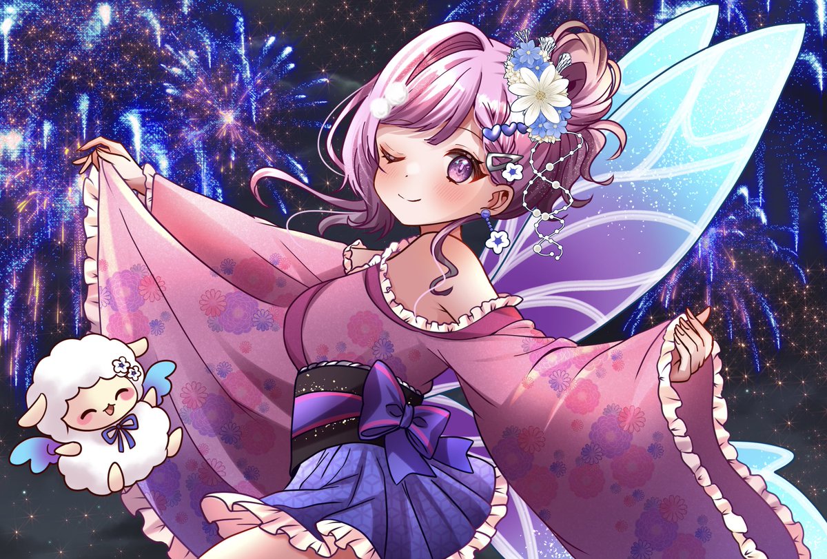 Yume__mudu's tweet photo. おじょーと花火🎇🎇🎇

一緒にどう？

ままにお仕立してもらったよ🥰 https://t.co/imK0h6aIMB