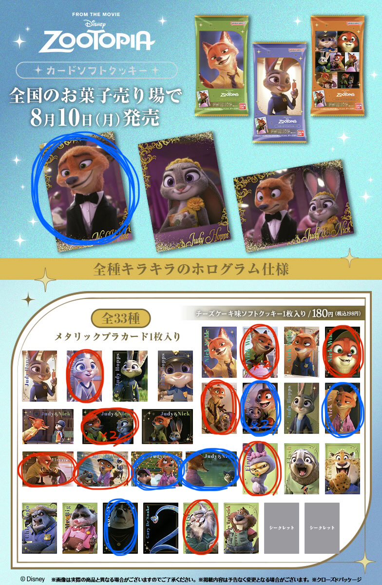 urimaru_VG's tweet photo. 『交換』
ディズニー　ズートピア　カード　ソフトクッキー　

求)青丸

譲)赤丸

こちら本日までで一度締めます！
できるだけ手渡しとまとめての取引を希望しております💦
先着順ではないのでご了承の方お願いします🙇‍♀️

お気軽にお声掛けください！ https://t.co/368hBmgCwt