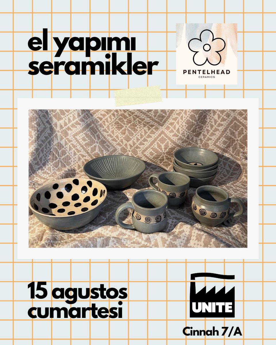 pentelhead's tweet photo. seramiklerimle 15 ağustos cumartesi günü unite ortak mekanda olacağım 🏺🤍🌀🐚 https://t.co/QUtd2l9Kg3