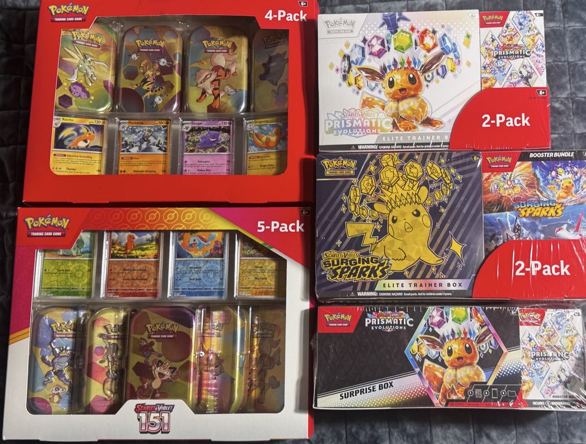 TheDudeTCG's tweet photo. ✨Wholesale Bangers Pokemon Consign✨ 
 
💺 123 Spots
👉 $10 per Spot 

🥇- BOTH 151 Mini Tin Boxes, Prismatic ETB Bundle

🥈- Prismatic Surprise Bundle, Surging Sparks ETB Bundle 

🎡 of ☠️ Live on Twitch 

1 FREE spot giveaway to a claimer who RTs post

⬇️ Comment below to claim ⬇️ 

*Shipped + Insured US Only*