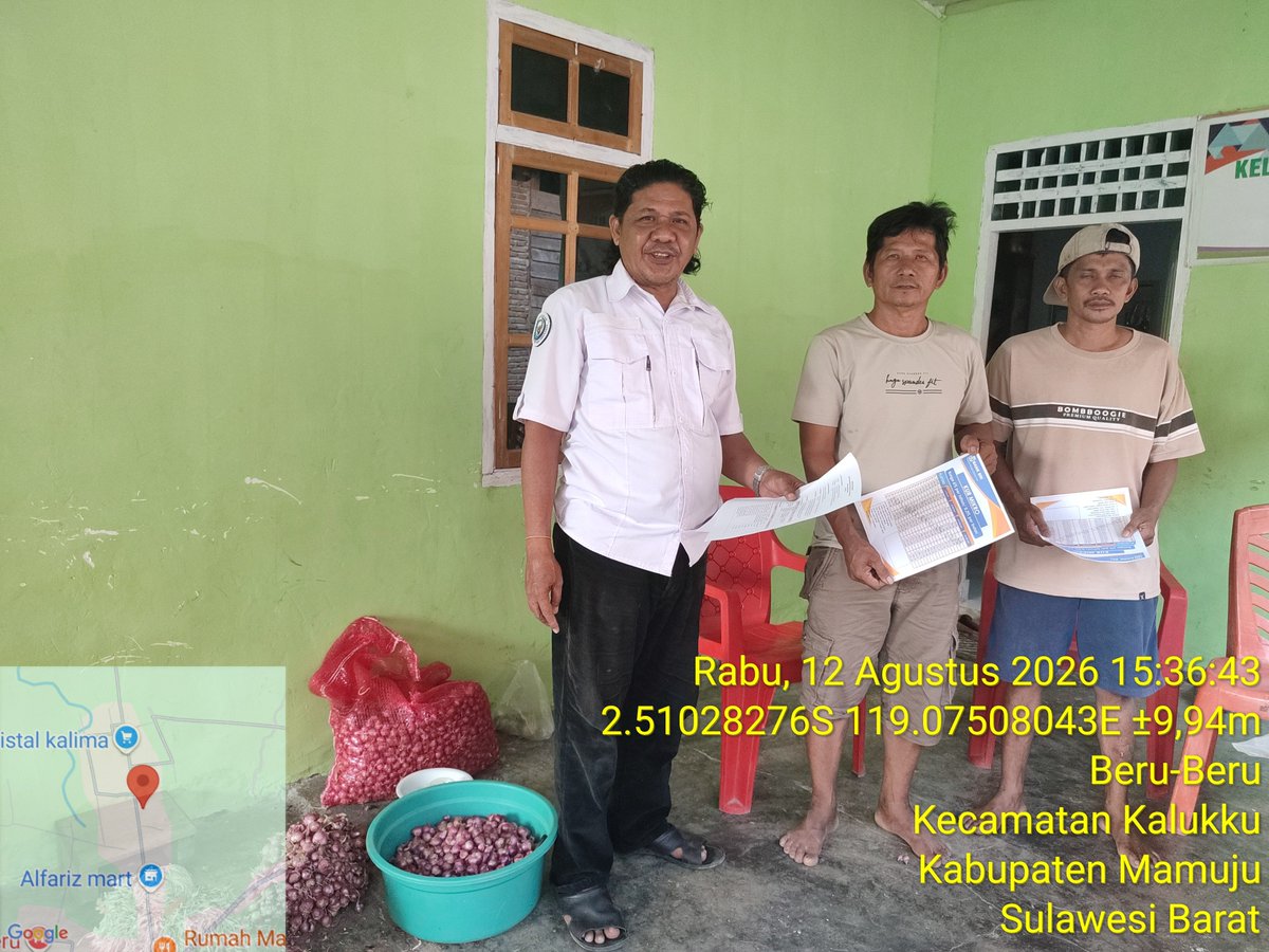 AbrahamMuhiddin's tweet photo. Rabu/12/08/2026 
Kegiatan Sosialisasi KUR Pendampingan Akses Permodalan Lembaga Perbankan dan/Non Perbankan bersama Ketua Pokdakan Masannang Bapak Alimuddin dan anggota di Dusun Beru Beru Desa Beru  Beru Kec. Kalukku Kabupaten Mamuju Sulbar.
#BPPSDMKP
#satminkalmaros
#puslatluh https://t.co/60qhdHmkqB