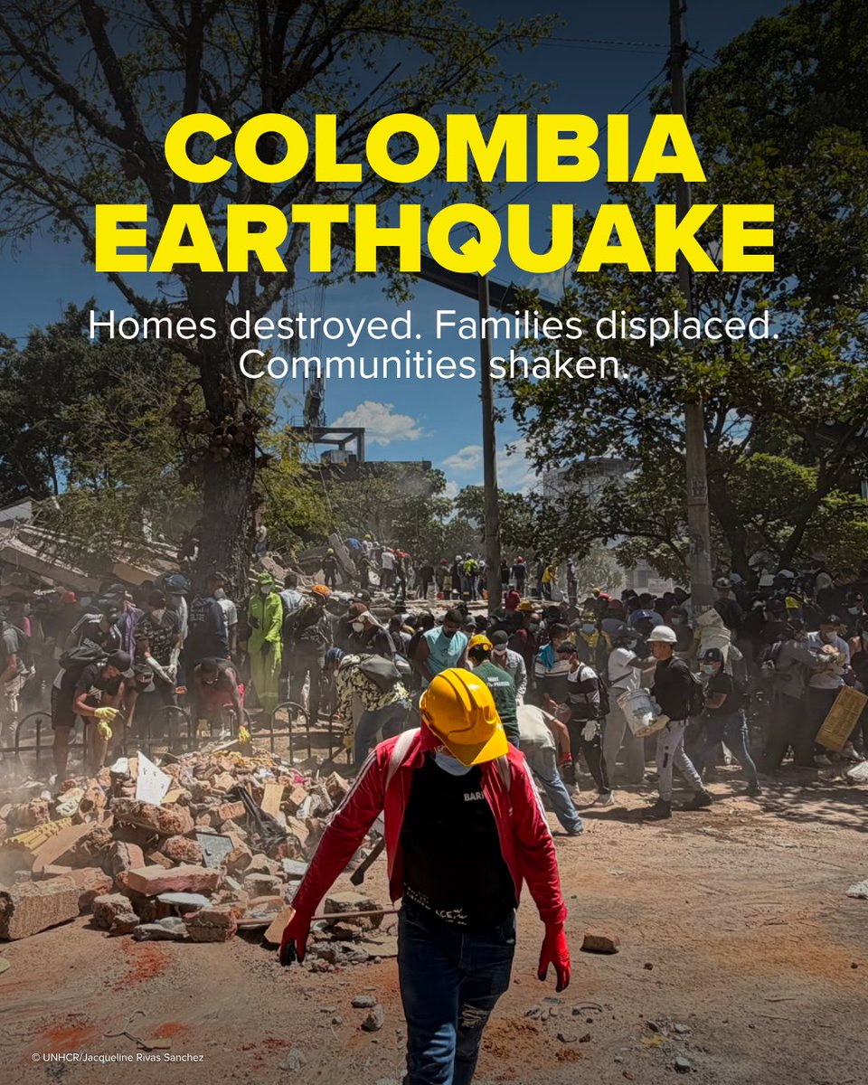 Refugees's tweet photo. Colombia is reeling from a powerful earthquake.

Among those affected are people who had already been forced to flee because of violence and conflict.

We are on the ground and ready to scale up support.

Help with a donation to UNHCR Emergency Action: https://t.co/HdQx9xaebJ https://t.co/p96TbuP3DM