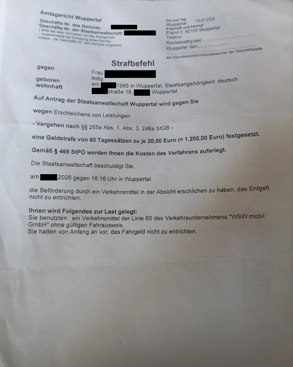 freiheitsfonds's tweet photo. Fahrpreis: 3,50 EUR
Geldstrafe: 1.200 EUR (das 300-fache)
Bei Armut Knast. Haftkosten: 6.000 EUR (das 1.700-fache)

Soziale Härte trifft Steuerverschwendung. Deutschlands unnötigster Paragraf in Aktion. https://t.co/aoutjvnSnS