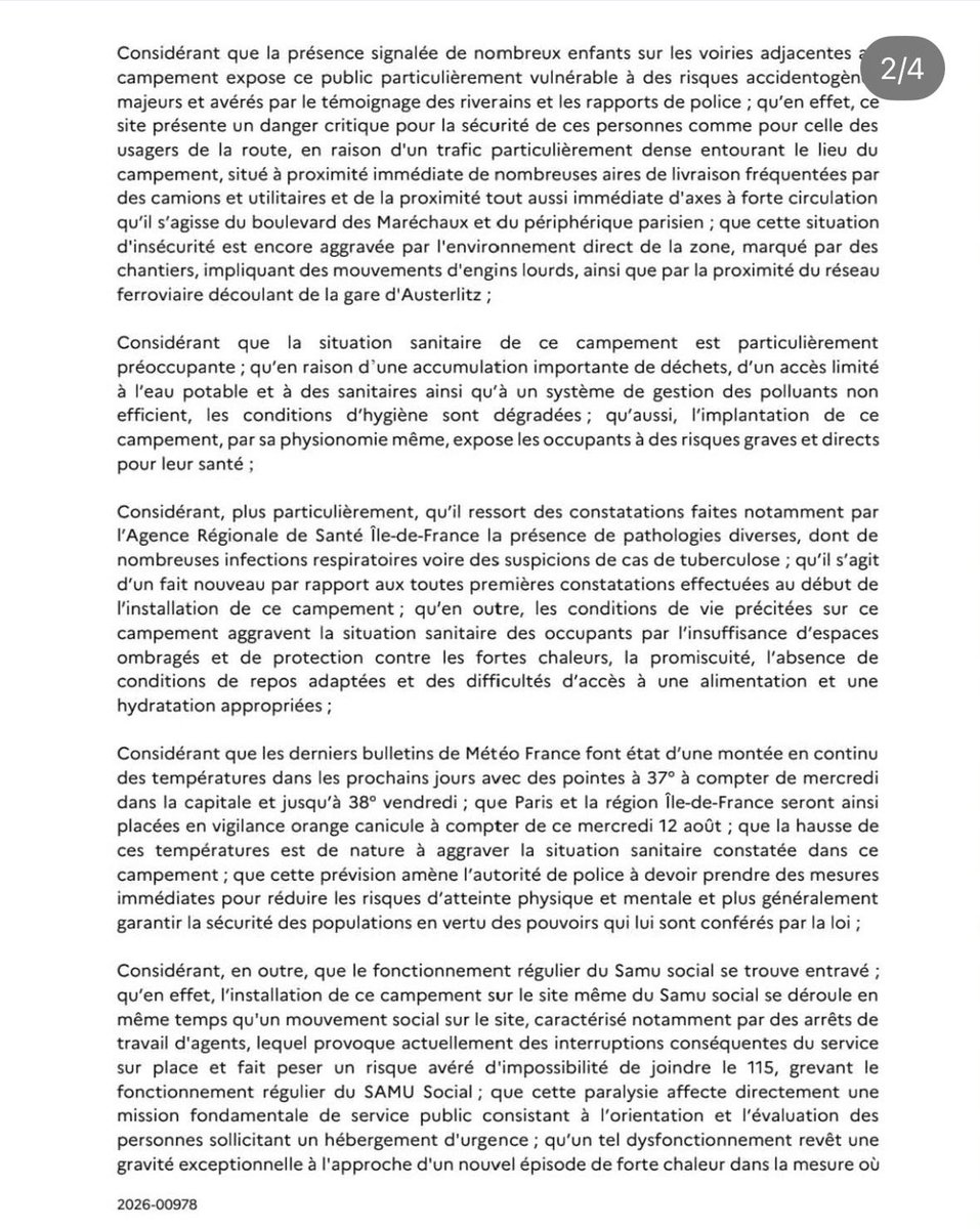 CommissionIdf's tweet photo. ‼️ 2/3 ~ La Préfecture de police de #Paris ordonne l'évacuation des 450 personnes sans solution d'hébergement installées depuis près d'un mois dvt le siège du
#Samusocial de Paris ⤵️ https://t.co/81WncWgrTx