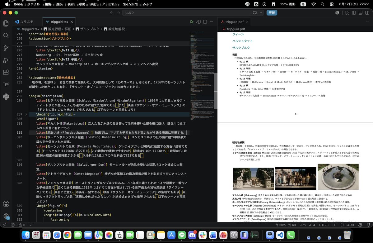 ymmt_oova's tweet photo. 旅のしおりをTex打ちしてる https://t.co/V1CCJOzk0F