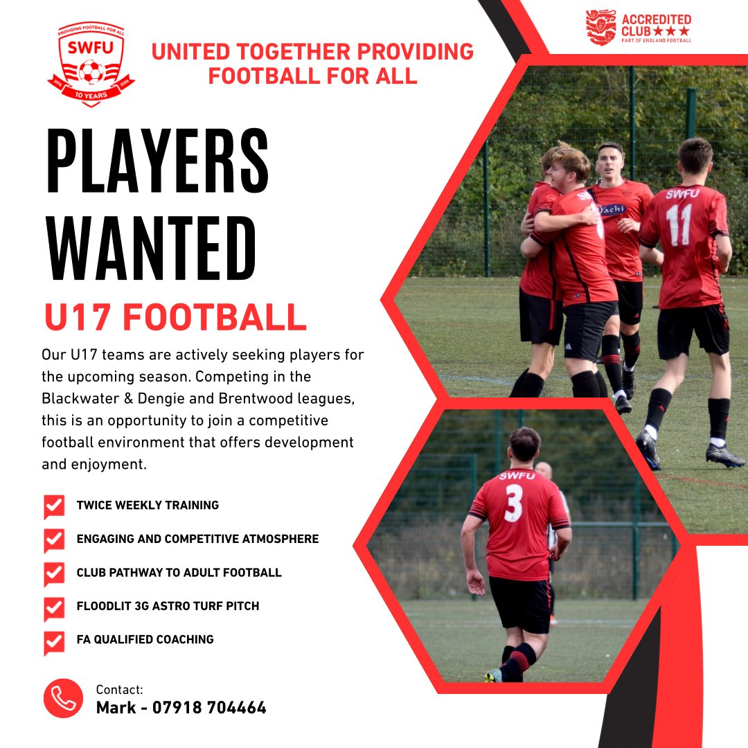 SWFU_official's tweet photo. Our U17s are looking for players ahead of the new season.

Interested in joining? Get in touch.

#SWFU #SquadBooster https://t.co/ITkvxRYS4n