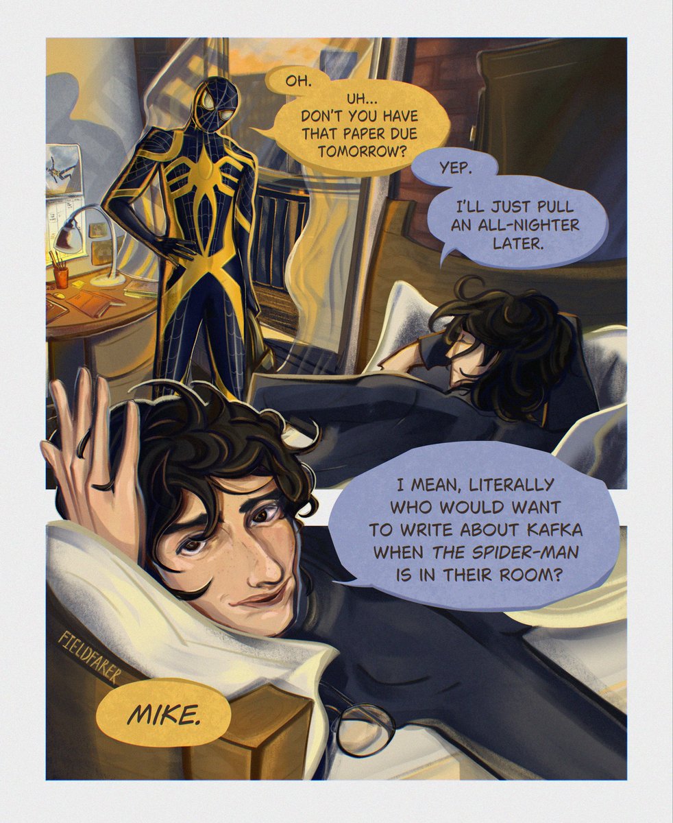 fieldfaring's tweet photo. SpideyWill comic!
Will returns after a long day of superheroing 
(3/5 pages)
#byler https://t.co/5OYoqNHgji