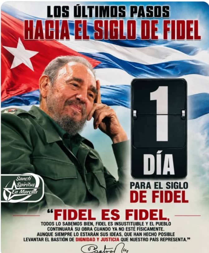 EVilluendasC's tweet photo. "#Fidel predicó con el ejemplo. No acumuló riquezas, no traicionó sus principios; vivió como pensó y murió como vivió". ¡Por esa coherencia #Cuba y los revolucionarios del mundo celebramos los #100AñosConFidel! https://t.co/Q9amsp0WXG