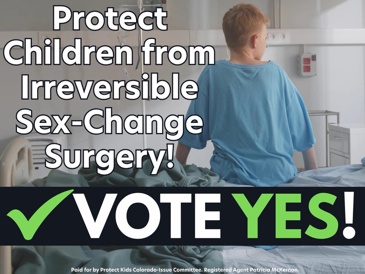 Erin4Parents's tweet photo. In Colorado, private insurers are forced (by law — HB25-1309) to cover child mutilation. State Medicaid & slush funds also pay for it. 

CO taxpayers foot the bill for children being chemically castrated & surgically mutilated, no matter how it is billed. 

📢 WE MUST PASS THE @ProtectKidsCO BALLOT MEASURE to *outlaw* these procedures on kids.