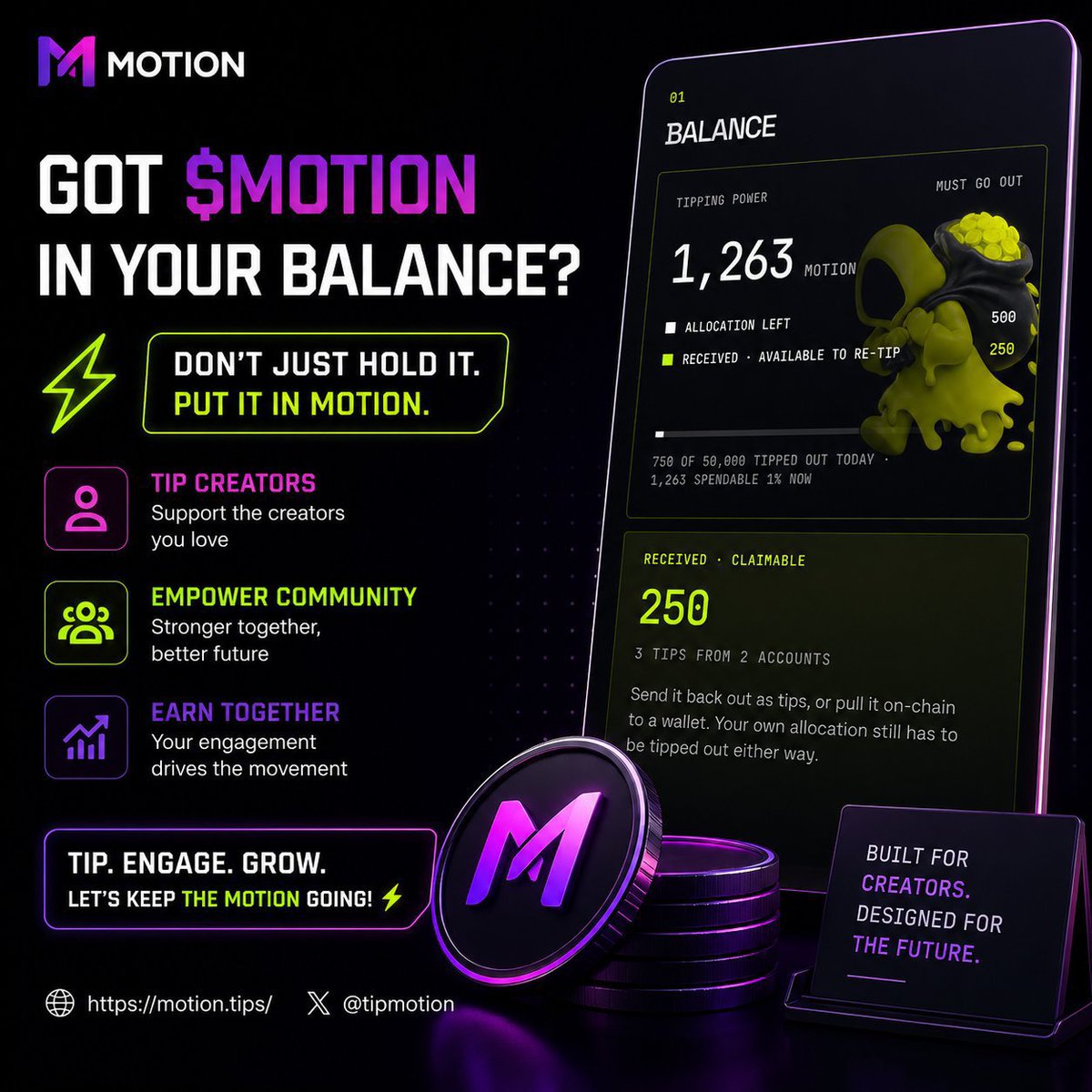 errors_off's tweet photo. Absolute game-changer! 🌟 @tipmotion is breaking the mold with something genuinely fresh and engaging. The energy and community backing this project are unmatched. Let’s keep pushing boundaries and send $MOTION straight to the next level! 🚀🔥 https://t.co/ttMMRVReT8