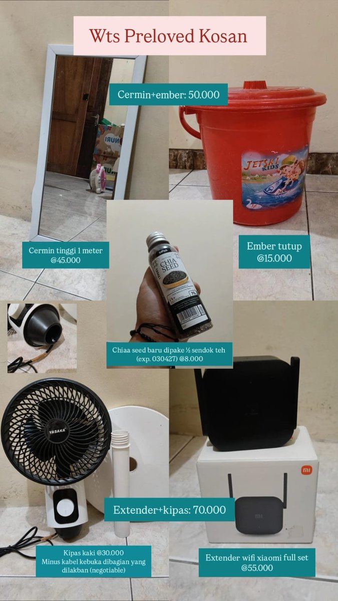 tangerjn23's tweet photo. @unicefess nitip yaa kak

aku izin buat promo barang preloved aku yaa. 

📌Kondisi 100-80% okee
📌Bisa COD area UNNES
📌Bisa diantar ke kos area UNNES
📌Bisa tf atau cash

Info lebih lanjut: reply tweet ini atau hubungi ig @/ulaaane_ https://t.co/ChjRcTMGBq