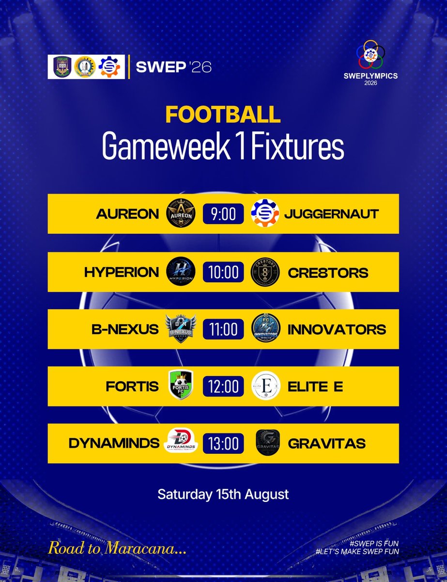 FET2029's tweet photo. SWEPLYMPICS MATCHDAY 1 FIXTURES https://t.co/c6pSvL8d4r
