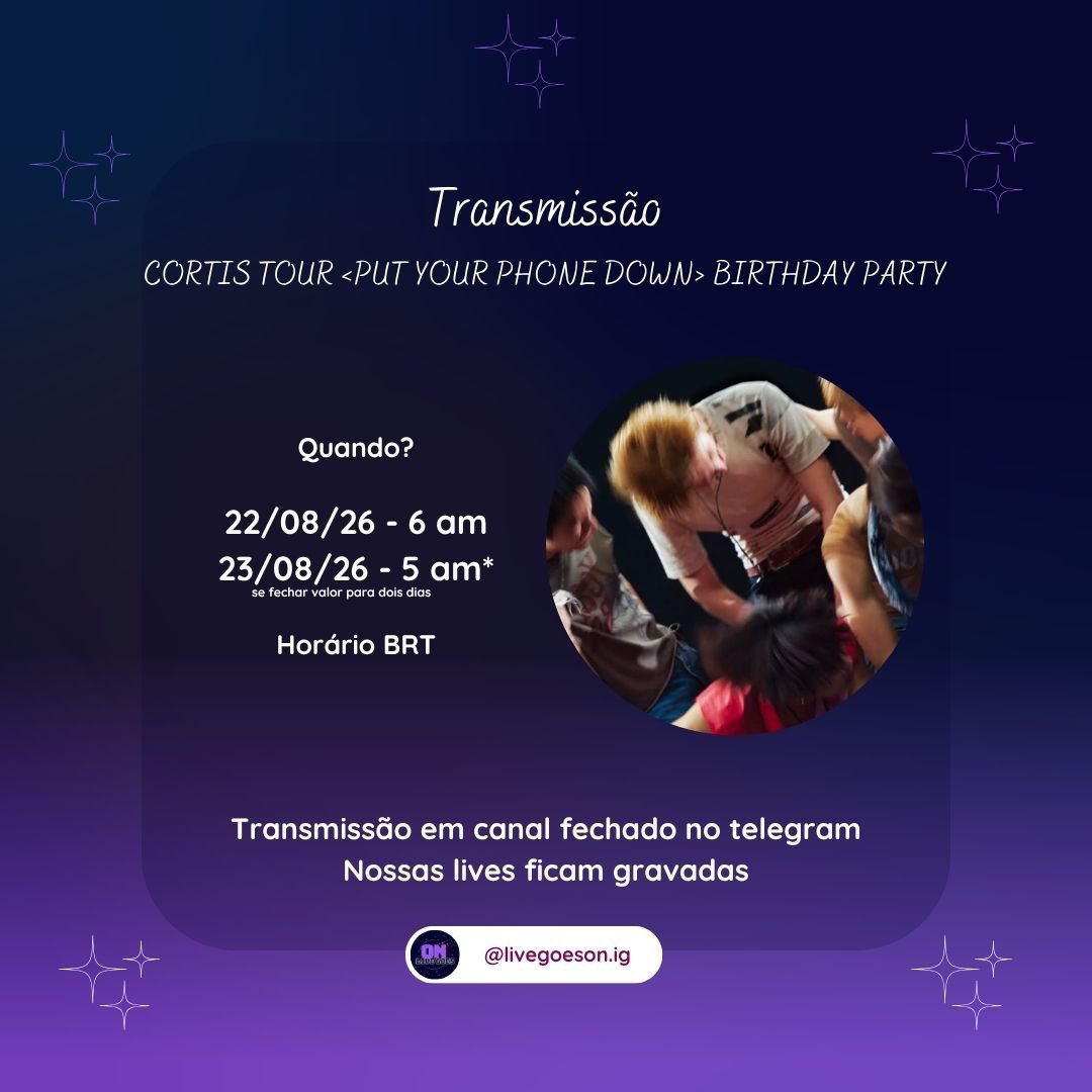 CORTISBRASIL's tweet photo. O CORTIS Brasil, em parceria com a @LiveGoesON7, para viabilizar o acesso à transmissão do show “PUT YOUR PHONE DOWN — BIRTHDAY PARTY”. A participação na arrecadação será de R$ 15,00 por pessoa. O valor será utilizado para contribuir com a compra do acesso à transmissão! 🚨

A live será disponibilizada em um grupo fechado no Telegram, caso a meta seja alcançada e o projeto seja confirmado.

Para participar:
— Acesse o Instagram @/livegoeson.ig e abra o formulário de inscrição. É necessário seguir o perfil!
— Siga as orientações indicadas no formulário.
— Realize o pagamento de R$ 15,00 e envie o comprovante pelo formulário.
— Solicite a entrada no canal do Telegram pelo link disponibilizado no formulário.

O andamento da arrecadação será divulgado diariamente nos stories da @/livegoeson.ig, permitindo que todos acompanhem a porcentagem da meta alcançada!

A transmissão está sujeita à confirmação, pois a organização ainda está arrecadando o valor necessário para realizar a compra. Caso a meta não seja atingida e a transmissão seja cancelada, o valor de R$ 15,00 será integralmente reembolsado a todos que contribuíram.

Os pagamentos e formulários serão conferidos diariamente, exceto aos domingos. O formulário será fechado um dia antes do show para que a equipe possa organizar os acessos.

Caso surja qualquer dúvida sobre a transmissão, pedimos que entrem em contato pela DM do Instagram!

#CORTIS #코르티스 @cortis_bighit