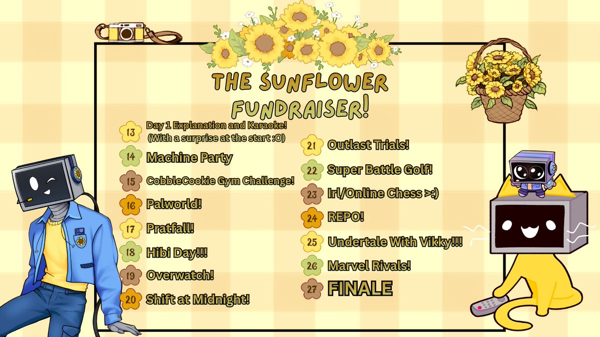 JTYTBravo's tweet photo. THE FINAL DAY BEFORE THE FUNDRAISER BEGINS!!!

This thread will have all the information you need this year! For starters though, we have a new hashtag! :D

#SunflowerFundraiser!

If you make any posts regarding the fundraiser, please use this hashtag so I can find and repost it! https://t.co/E450UqHq0f