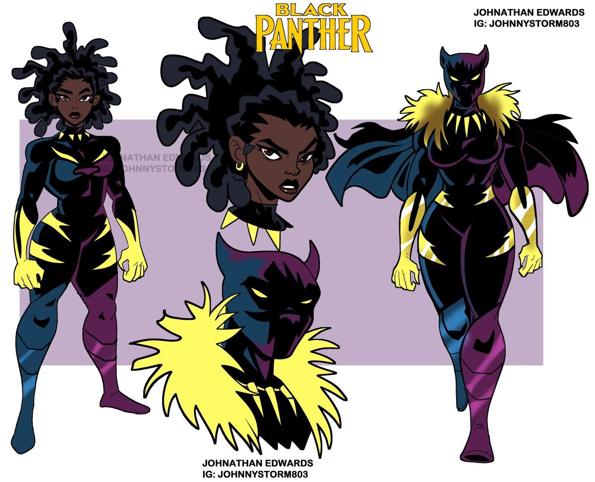 JStorm00's tweet photo. Today's concept art: Shuri The Black Panther! This design was inspired by her look from the comics. Still tweaking the two toned look but I'm happy with how this came out. 
@theblackpanther 
@proximitymedia 

#blackpanther #shuri  #marvel https://t.co/2nO5JIx3N8