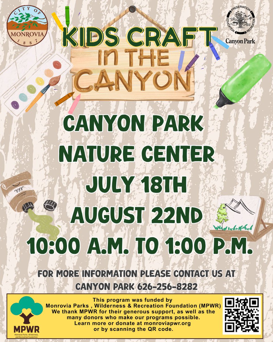 MonroviaNow's tweet photo. Kids can explore nature and turn their discoveries into art at Canyon Park Nature Center on Saturday, Aug. 22. #MonroviaCA https://t.co/9VtOzL9yvh https://t.co/5W5wICPw2a