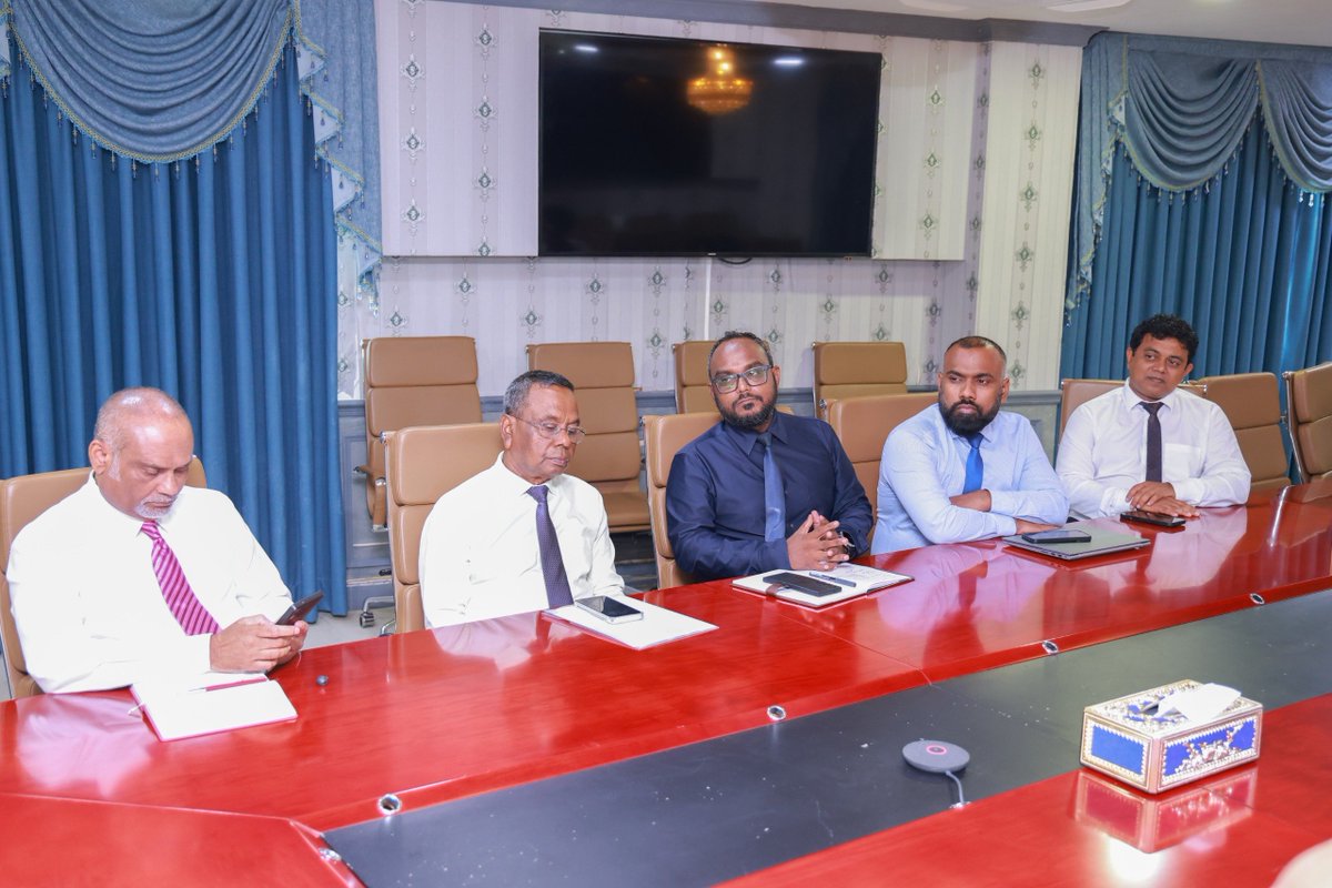 NDMAmv's tweet photo. CE Hisan Hassan met with the Minister of Health, Family and Welfare, Honourable Geela Ali, to discuss ways to strengthen collaboration between the Ministry and NDMA. The meeting also explored opportunities to enhance preparedness and emergency response through joint training and emergency exercises.