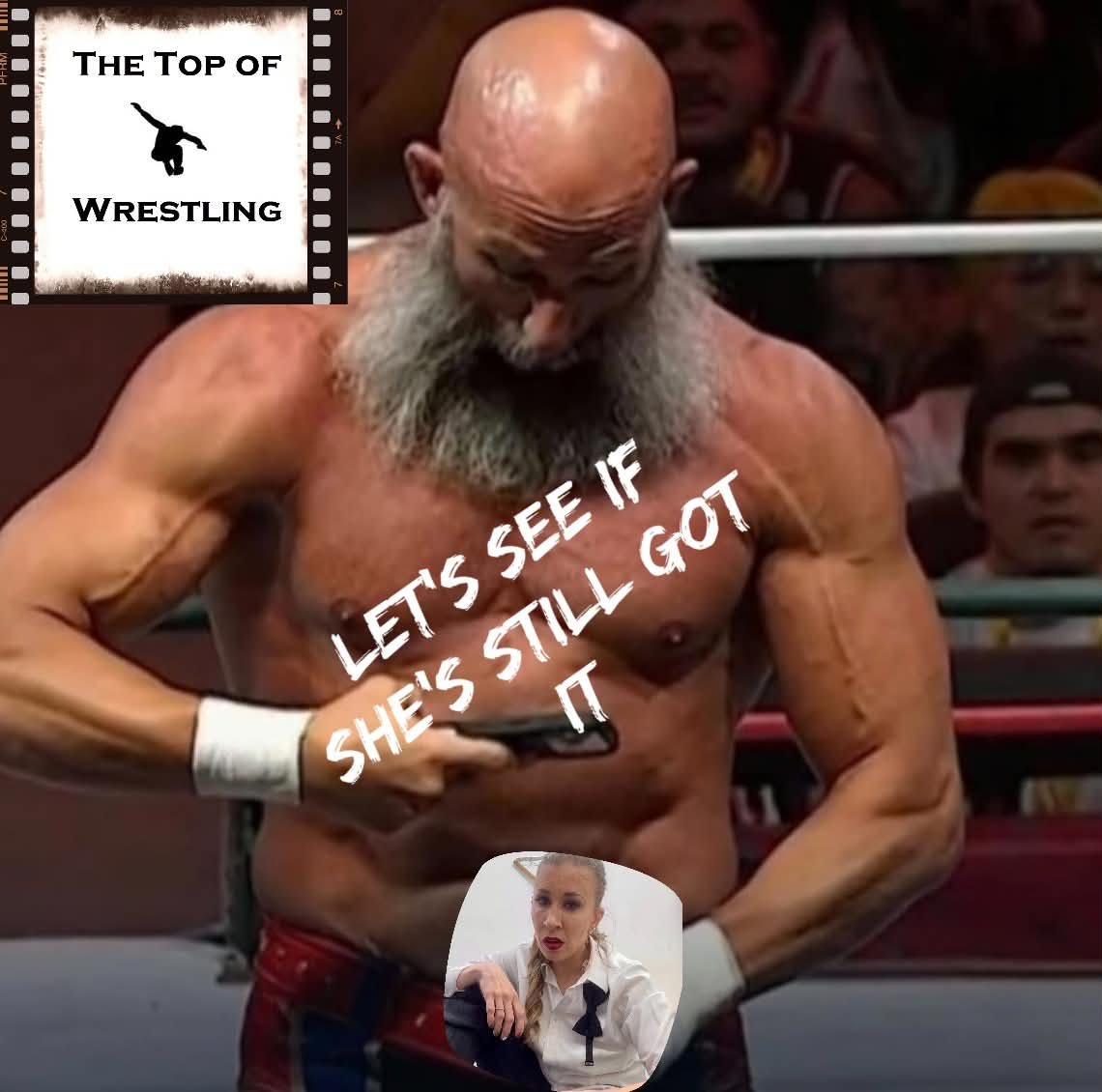 TheTopofWrestl1's tweet photo. Old gray mare, she ain't what she used to be....you have to sing it for it to make sense.  Not that anything on this show makes sense.  This week we discuss nepotism, dangerous finishers, aspiring musicians, and (not) getting together with an ex.  #TheTopOfWrestling https://t.co/KjIbpPr3aR