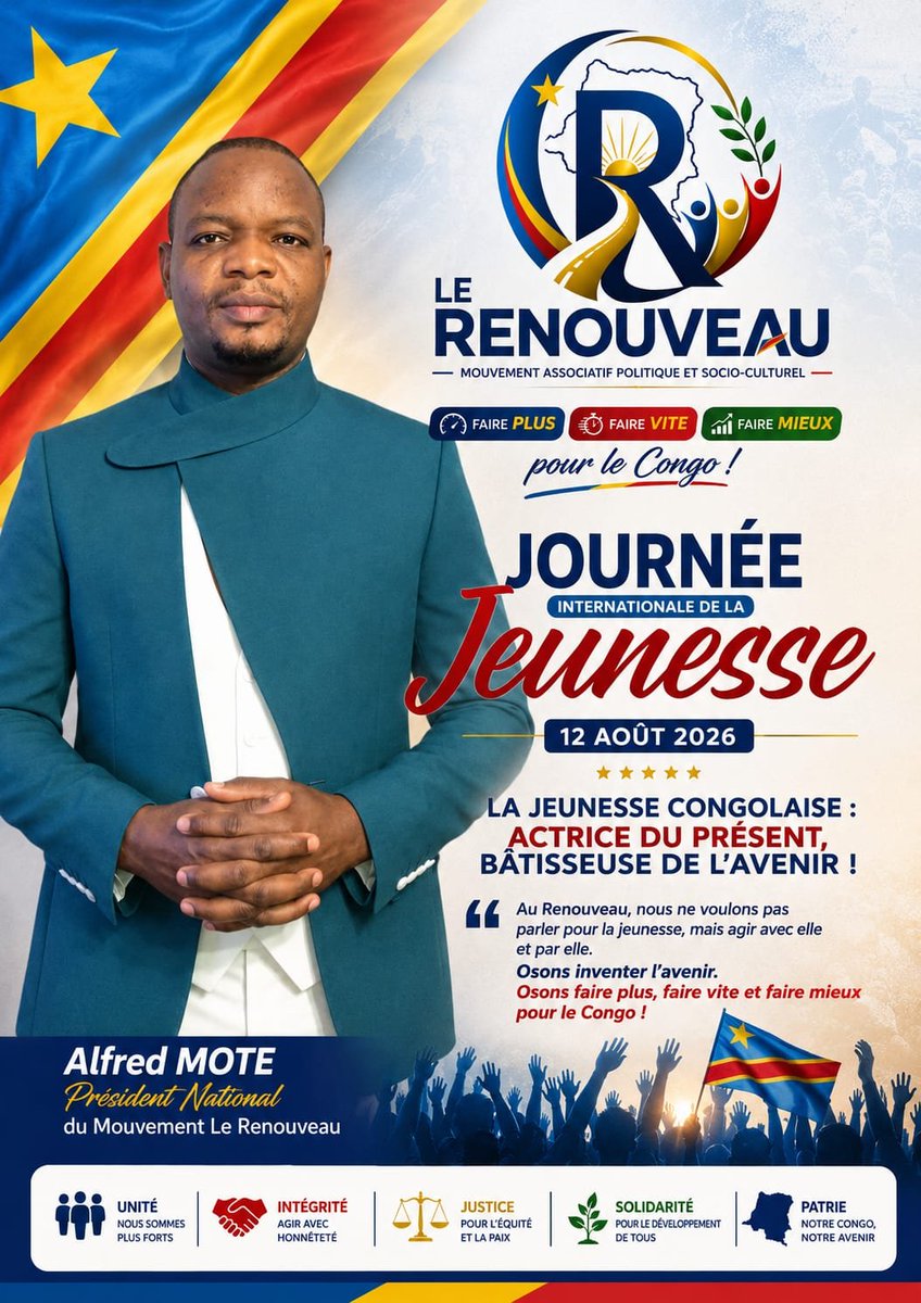 AlfredMote1's tweet photo. 𝐉𝐄𝐔𝐍����𝐒𝐒𝐄 𝐂𝐎𝐍𝐆𝐎𝐋𝐀𝐈𝐒𝐄 : 𝐋𝐄 𝐂𝐎𝐍𝐆𝐎 𝐀 𝐁𝐄𝐒𝐎𝐈𝐍 𝐃𝐄 𝐕𝐎𝐔𝐒, 𝐌𝐀𝐈��𝐓𝐄𝐍𝐀𝐍𝐓 ! 🇨🇩
𝐎𝐬𝐨𝐧𝐬 𝐢𝐧𝐯𝐞𝐧𝐭𝐞𝐫 𝐥’𝐚𝐯𝐞𝐧𝐢𝐫.
𝐎𝐬𝐨𝐧𝐬 𝐬𝐞𝐫𝐯𝐢𝐫 𝐥𝐞 𝐂𝐨𝐧𝐠𝐨.
𝐎𝐬𝐨𝐧𝐬 𝐟𝐚𝐢𝐫𝐞 𝐩𝐥𝐮𝐬. 𝐅𝐚𝐢𝐫𝐞 𝐯𝐢𝐭𝐞. 𝐅𝐚𝐢𝐫𝐞 𝐦𝐢𝐞𝐮𝐱. https://t.co/dngwHWpeaR