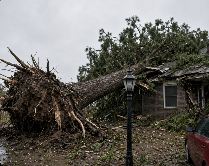 delaney232pnt's tweet photo. Trees were uprooted, and roofs were smashed right through.
In the wake of the Derecho that struck the Midwest in August 2026, the true extent of the devastation is plain to see.The wind has died down, but homes are gone.  Prayers for the safety of all those affected. https://t.co/ANjbsfLvtP