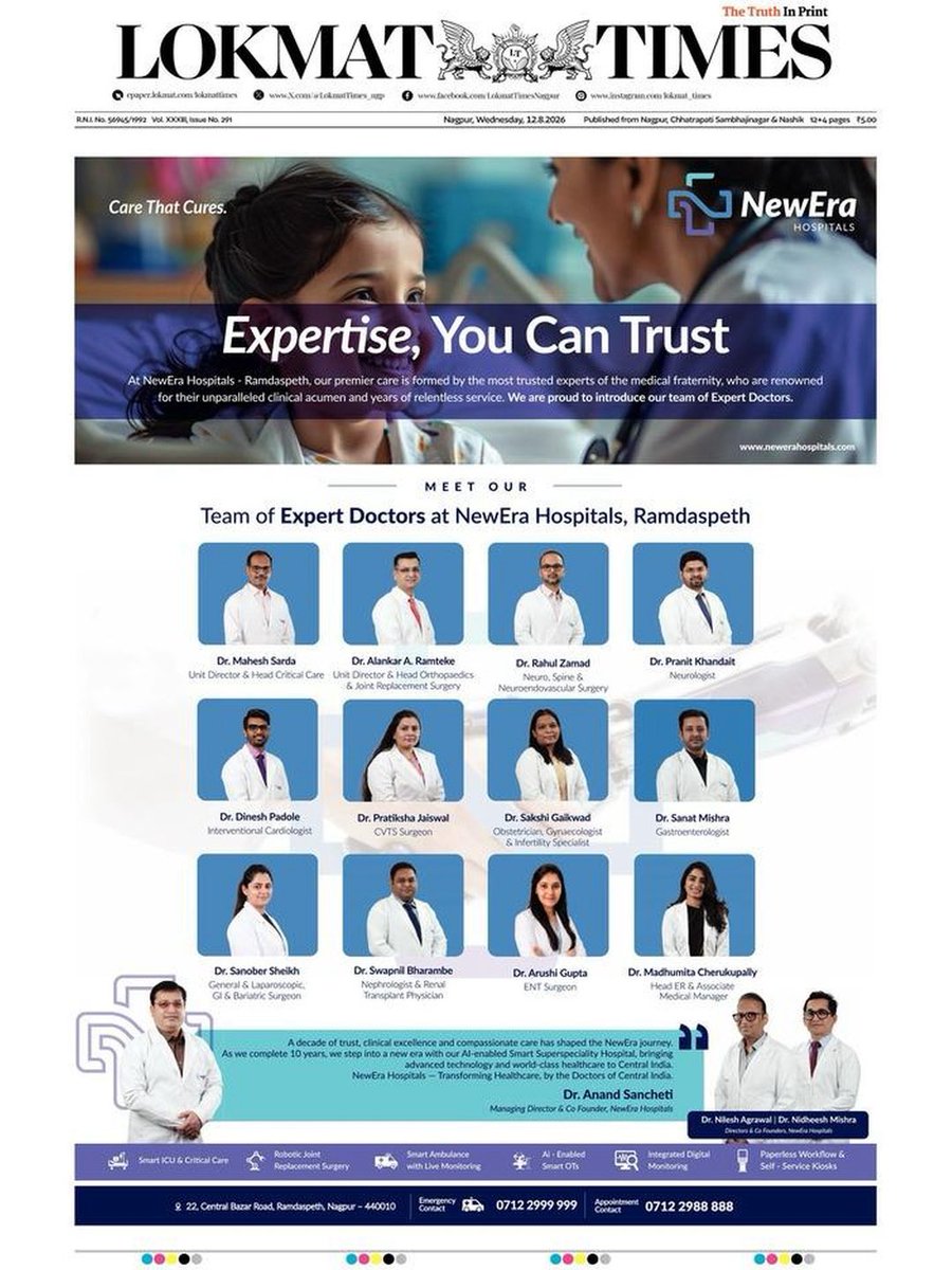 newerahospitals's tweet photo. Meet The Team of Experts At NewEra Hospital, Ramdaspeth. https://t.co/jMFb7rswal