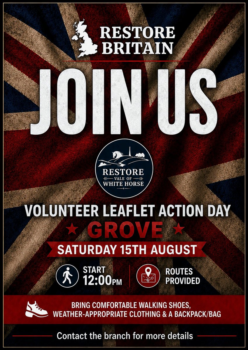 RestoreVoWH's tweet photo. Branch volunteers have been out across the Vale delivering leaflets, and Grove is next on the list!

If you’d like to help for a couple of hours this Saturday, send us a message for the details. https://t.co/YRrRb7c9Oq