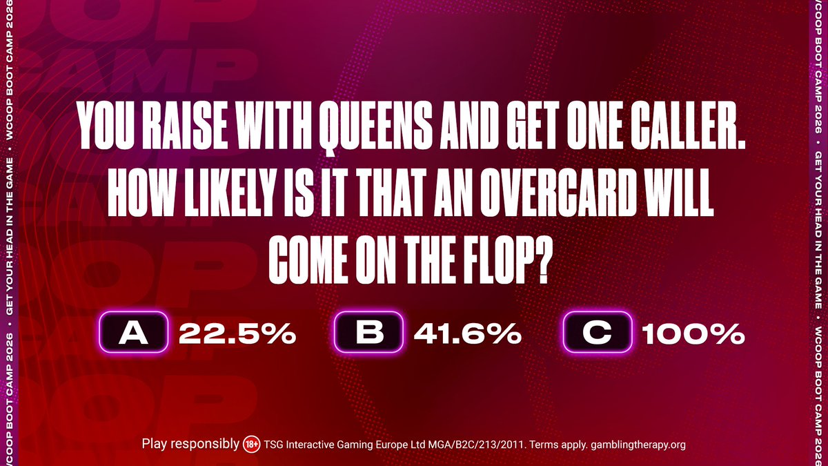PokerStars's tweet photo. ♠️Play WCOOP Boot Camp for free ♠️

Answer our poker teaser for the chance to win one of ten $11 tickets.

Reply with your answer + [Stars ID] + #WCOOPBootCamp by 18:00 CET, Thu.

T&amp;Cs: https://t.co/KnCllHR1rm https://t.co/FCUJQ5qmz2