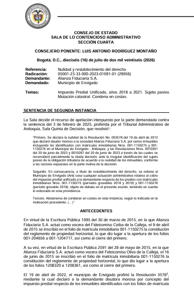 articulo20's tweet photo. SENTENCIA RECOMENDADA 🗣 

#Contencioso #Tributario

Características reales del inmueble prevalecen sobre los registros catastrales desactualizados para liquidar el impuesto predial

Solicita la sentencia completa en comentarios ⬇️ https://t.co/ag8576x5v8