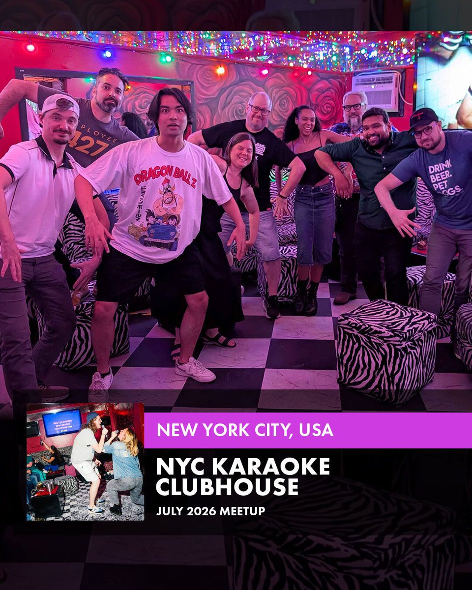TheGameClubLIVE's tweet photo. NYC Karaoke Clubhouse Meet-Up - July 2026
Manhattan, NYC, USA

https://t.co/QV2LVOyTIs https://t.co/PrneSWD6vZ