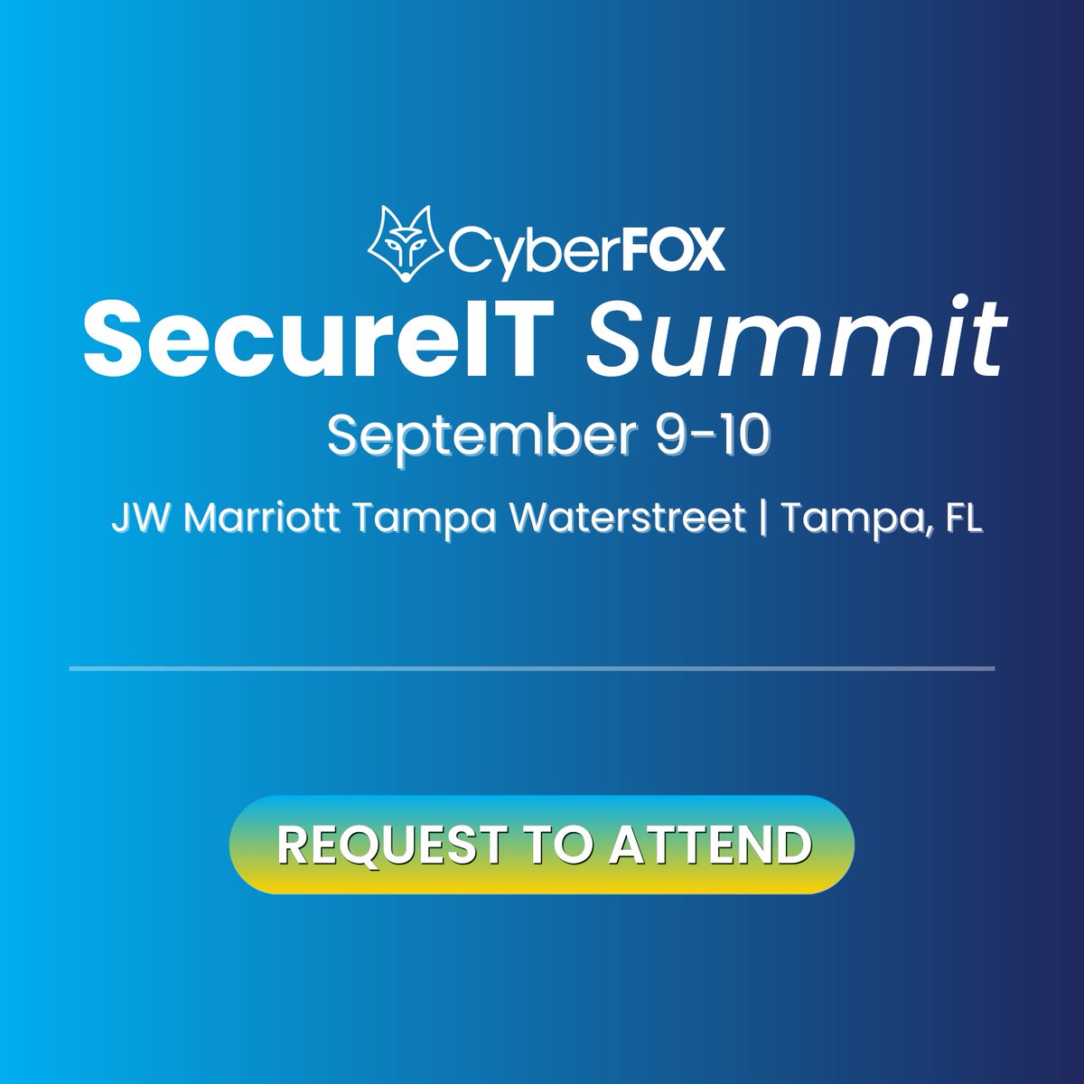 CyberFoxLLC's tweet photo. Join us in Tampa September 9-10 for our fully hosted SecureIT Summit event!⛴️

SecureIT Summit brings MSP owners and leaders together for two and a half days of real strategy, keynote speakers, and peer networking!

Request to attend!👇

https://t.co/wWUryy4dRl https://t.co/SUQSdvdVbX