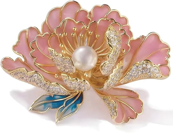 Pasthetique's tweet photo. A delicate bloom of pink enamel, sparkling crystals, and a luminous pearl—pure elegance in every detail. https://t.co/2EPmfIa7Ye