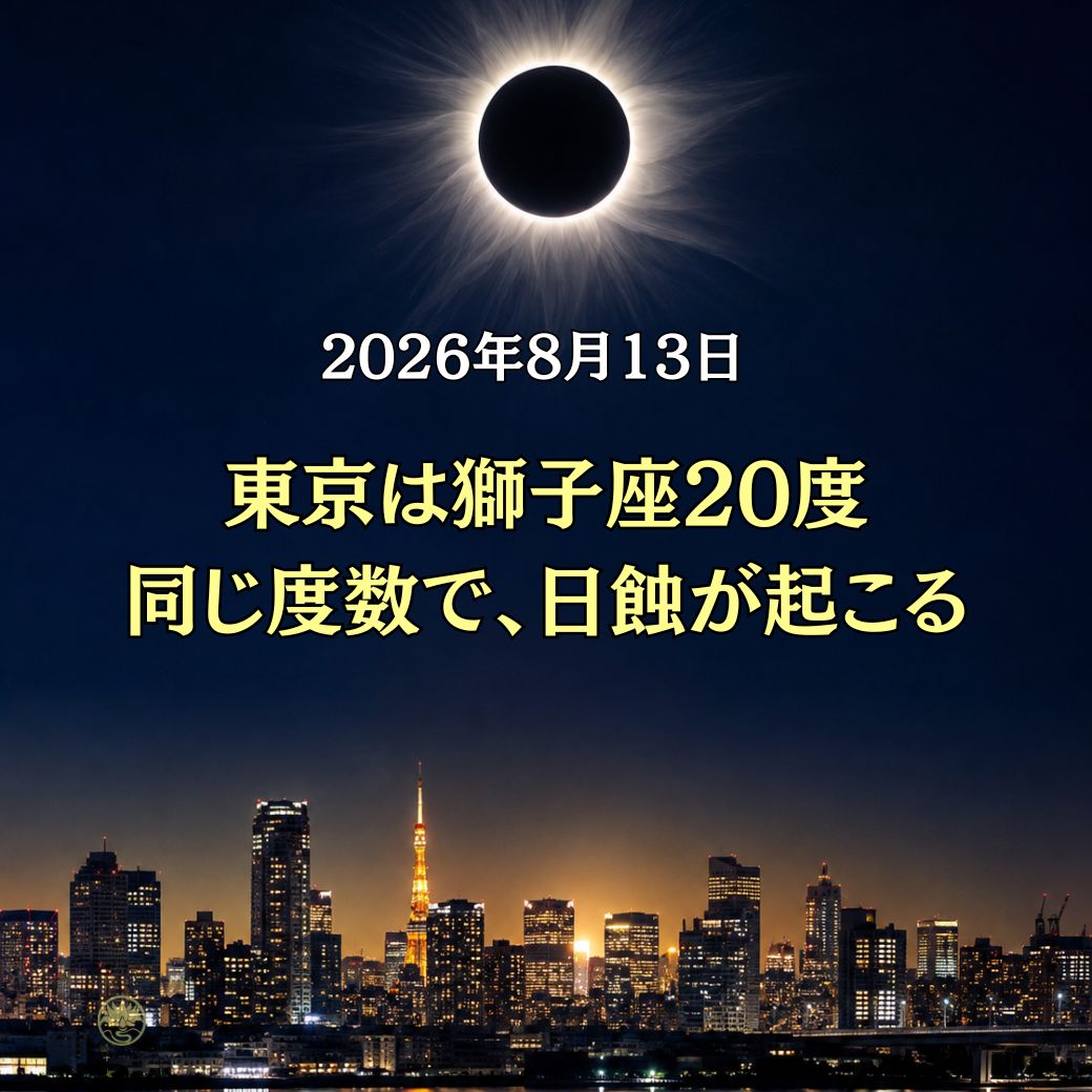 __Shakti__'s tweet photo. 2026年8月13日、あと数時間で獅子座20度で皆既日蝕🌑

そして東京は、
ジオデティック・マップで見ると
獅子座20度のエリアにあたります。
つまり──

東京の獅子座20度と、
今回の皆既日蝕が
同じ度数で重なる。
これは・・・気になる

https://t.co/uX8rHQzH59 https://t.co/4Xa43zBwVY