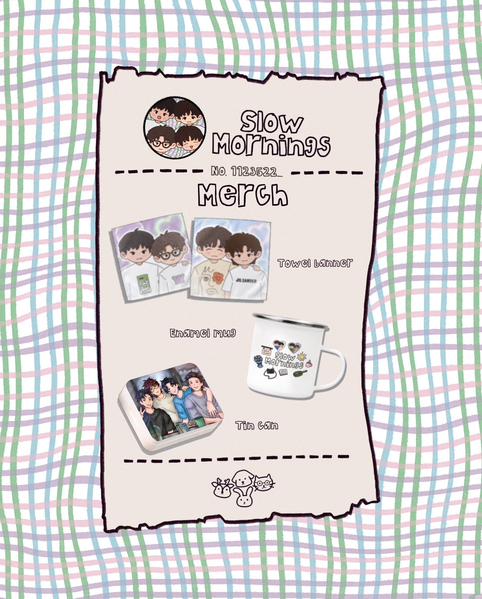 1123522_'s tweet photo. ☀️𝗦𝗟𝗢𝗪 𝗠𝗢𝗥𝗡𝗜𝗡𝗚𝗦 𝗠𝗘𝗥𝗖𝗛

Our official merch lineup is here! Take a look at the items we've prepared for our cozy little café story.

🛒Order Form: https://t.co/iLmVSgeBgS https://t.co/LwydOYkOZt