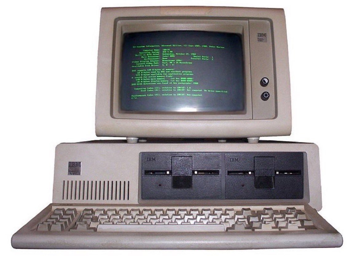 JonErlichman's tweet photo. On this day in 1981: IBM unveiled its first personal computer.

It hoped to sell about 240,000 PC’s in the first 5 years.

It sold 3 million computers. https://t.co/niLr2byNRV