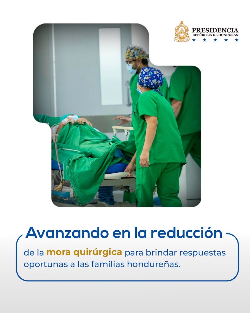hnpresidencia's tweet photo. ¡Seguimos avanzando en la reducción de la mora quirúrgica!

✔️ Más de 10,000 pacientes operados 
✔️ Más de 1,200 cirugías realizadas cada mes

Cada cirugía representa una respuesta concreta, una vida atendida y una familia que recupera esperanza.

#UnGobiernoQueHace🇭🇳 https://t.co/Ra50KHg3nH