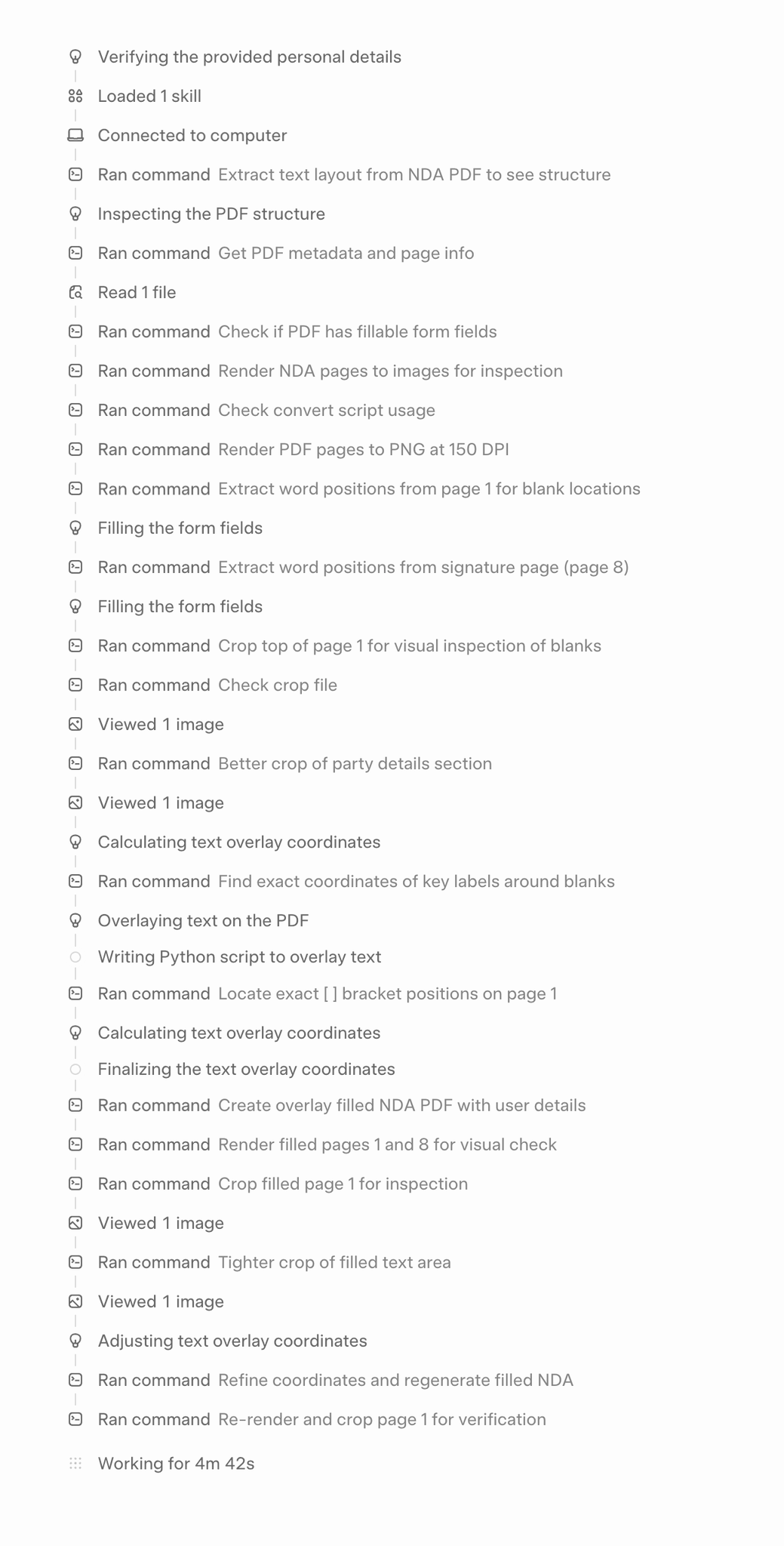 Trying to fill out a PDF with AI