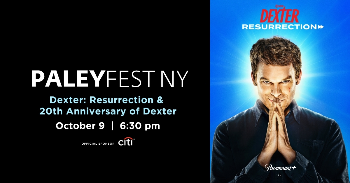 paleycenter's tweet photo. #Dexter turns 20. Resurrection brings him back to finish the job.

Join us live at The Paley Museum with Michael C. Hall, Uma Thurman, James Remar &amp; more. Fri, Oct 9. Presale now open. Presented by @Citibank. https://t.co/CmetlCKvry
