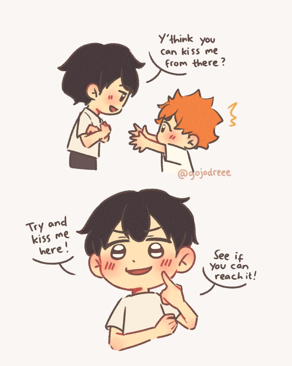 gojodreee's tweet photo. How to kiss when you have a big height difference ft #kagehina 🖤🧡 (1/2) https://t.co/NHAbqIKbKa