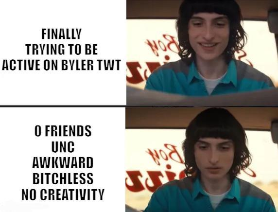 Jian17Sly's tweet photo. Hello #bylertwt I've been here for months as a lurker and want to start being more active and make friends.
I need byler friends to yap with
pls adopt me i beg https://t.co/mgfr9sWNbx