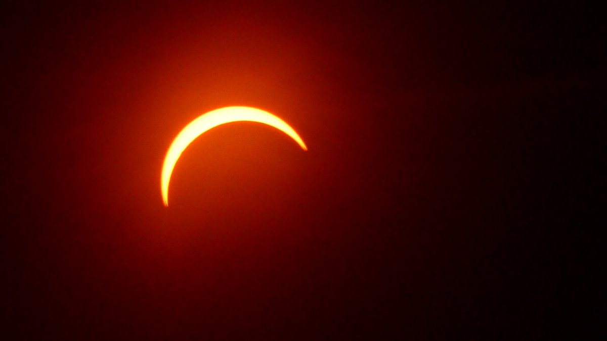 Punkrocksal's tweet photo. #SolarEclipse with compact camera - no editing required. 12.8.26 #sun #moon #sky #sunset https://t.co/cKN8w90yNd