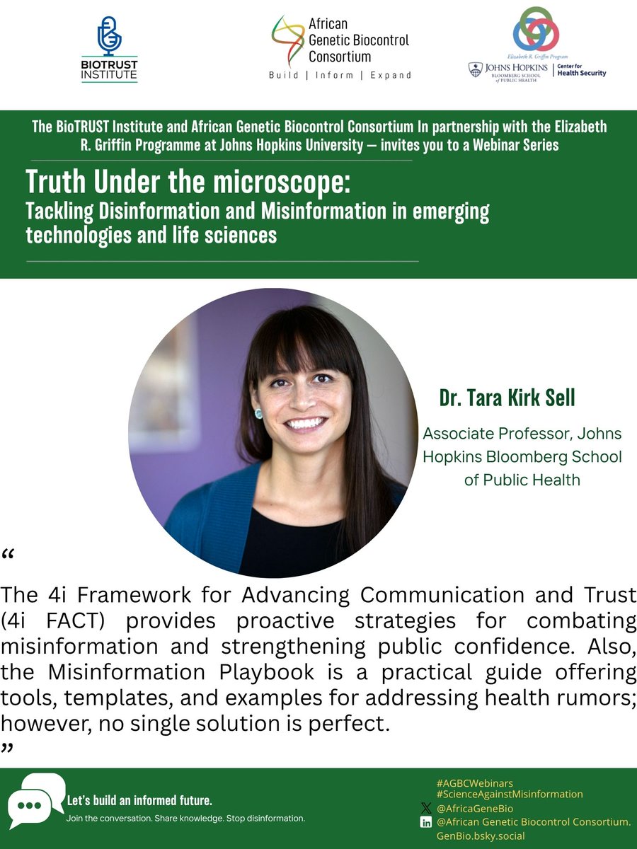 AfricaGeneBio's tweet photo. Recap of webinar 1: Here are the key take aways from the keynote speakers and panelists.
Join us Tomorrow August 13 at 1500 -1700 hours EAT for webinar 2. 

Register here: https://t.co/oODhMClWo4

#AGBCWebinars #TruthUnderTheMicroscope #Scicom #ScienceAgainstMisinformation https://t.co/AOGBLWRLDv
