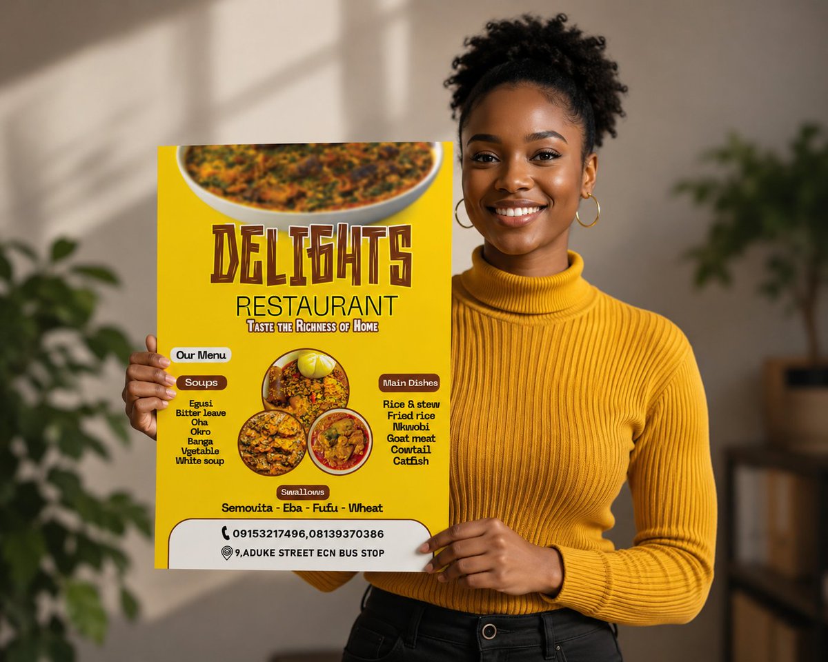 Goodluck2117's tweet photo. I redesigned this restaurant flyer with one goal:Make people hungry before they start reading. ���I used the hero food image as the emotional hook, then structured the information around:Brand → Menu → Food categories → ContactThe smaller food images support the menu https://t.co/Siv1GS1FSx