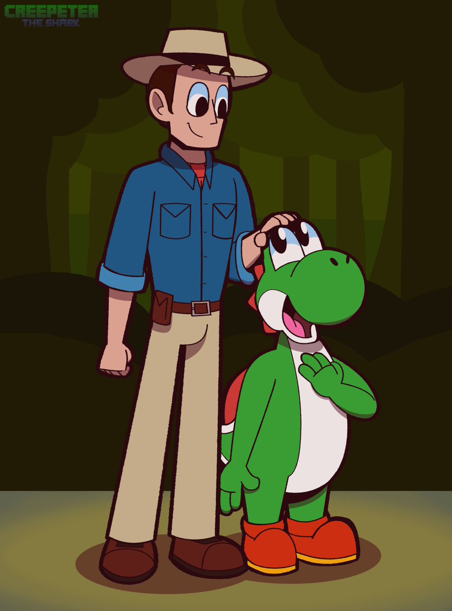 Creepetertskart's tweet photo. Alan Grant And Yoshi (Jurasic Park x Super Mario Bros - Fanart - Requested Drawing)

#krita #digitalart #cartoon #fanart #yoshi #alangrant #jurasicpark #dinosaur #crossover #nintendo #universal https://t.co/Q9bHTr2iX3
