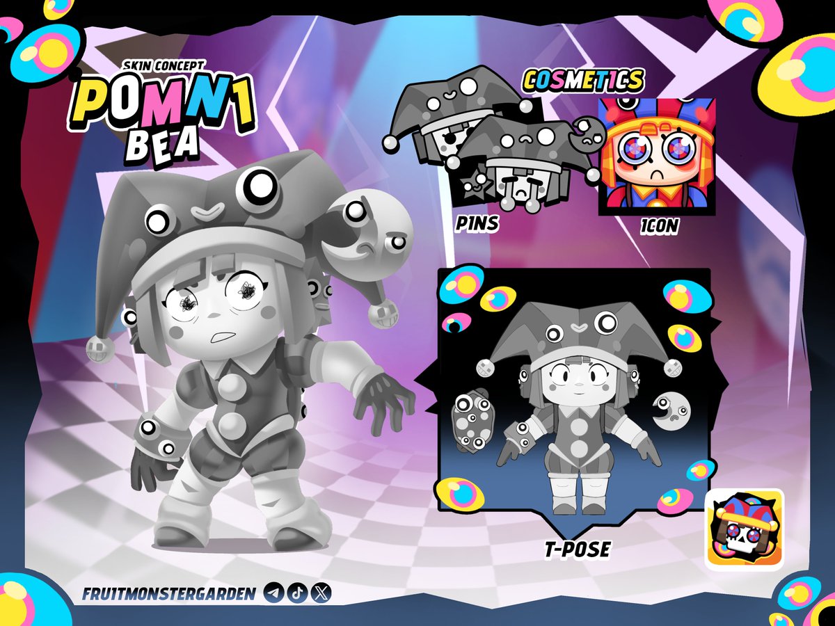 fruitymonsters's tweet photo. 🎪 THE AMAZING DIGITAL CIRCUS  X BRAWL STARS 🌟

POMNI BEA

#brawlstars #brawlstarsart #TADC #TADCart #skinconcept https://t.co/Wscvs8vh1B