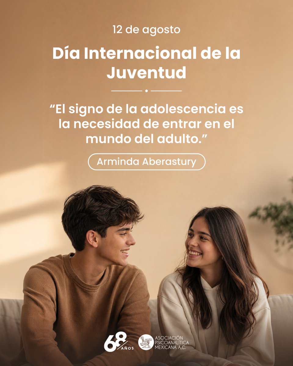 APM_Online's tweet photo. En el Día Internacional de la Juventud, recordamos que la adolescencia no es solo una etapa de transición, sino un momento profundo de búsqueda, transformación y desarrollo psíquico. 

#DíaInternacionalDeLaJuventud #Juventud #Psicoanálisis #Adolescencia #APM https://t.co/DHdziskanX