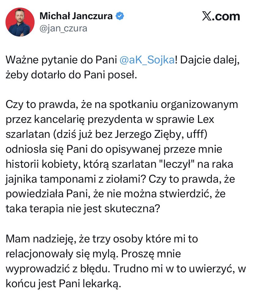 salekk860's tweet photo. Tampon z ziołami. „Sposób” na leczenie raka jajnika omawiany na spotkaniu w kancelarii Nawrockiego. Brak odcięcia się i zaprzeczenia, to znak, że tacy szarlatani - czyli zwykła szuria rozgościła się „na salonach”. Durne pomysły to realne tragedie dla Polek. Wstyd. Mega wstyd. https://t.co/Oczu0t2lhU