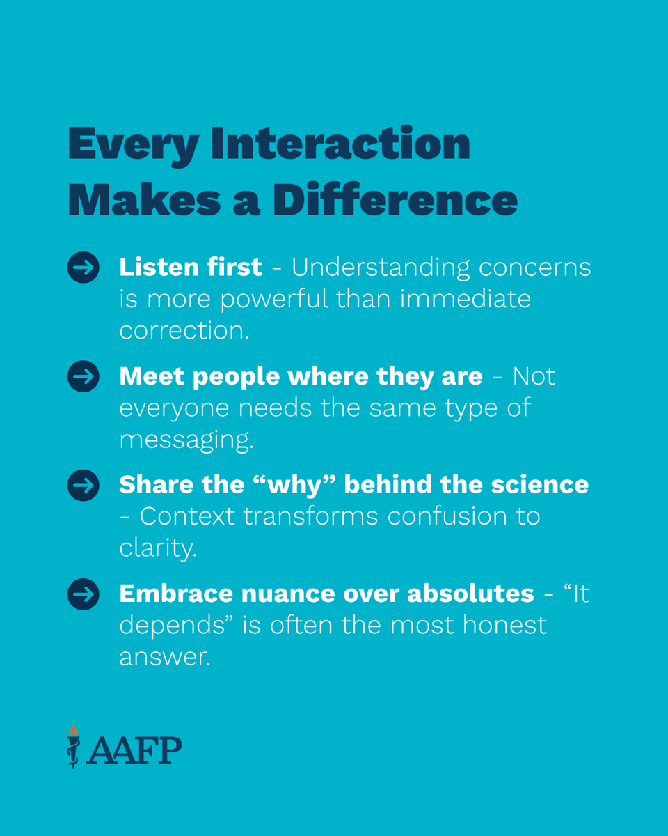 aafp's tweet photo. Patients need their family physician to help them cut through the noise of online health information and be able to help identify misleading claims.

Our updated immunization recommendations and resources give you the tools to help answer parent's questions and guide vaccine conversations so they can make informed decisions. https://t.co/tkAqCgi8hA