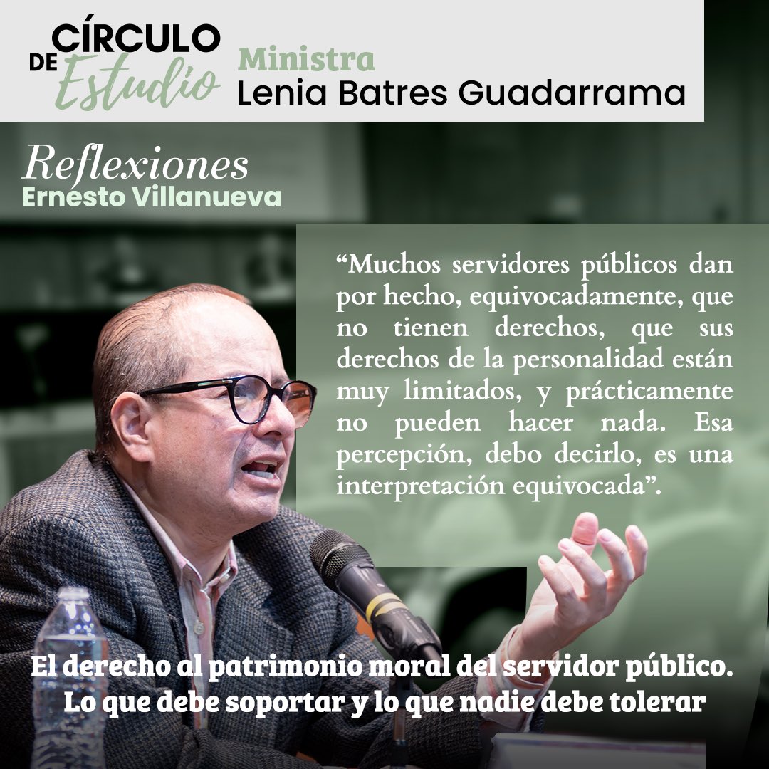 LeniaBatres's tweet photo. 📚 El viernes pasado nos acompañó en nuestra sesión del #CírculoDeEstudio el doctor Ernesto Villanueva para dialogar sobre “El derecho al patrimonio moral del servidor público: lo que debe soportar y lo que nadie debe tolerar”.

🔴 Aquí la sesión completa:
https://t.co/qDbArWdlC0

#MinistraDelPueblo