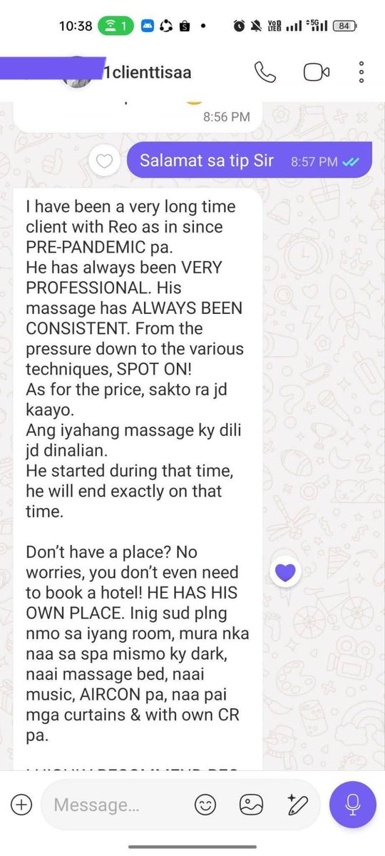 CebuMasahi's tweet photo. A heartfelt feedback from a valued client.  Thank you for the trust and continued support through the years! 
#ReoMasahista #ClientFeedback #ThankYou #MassageCebu #CebuMassage #cebu https://t.co/io3O0RzlpZ