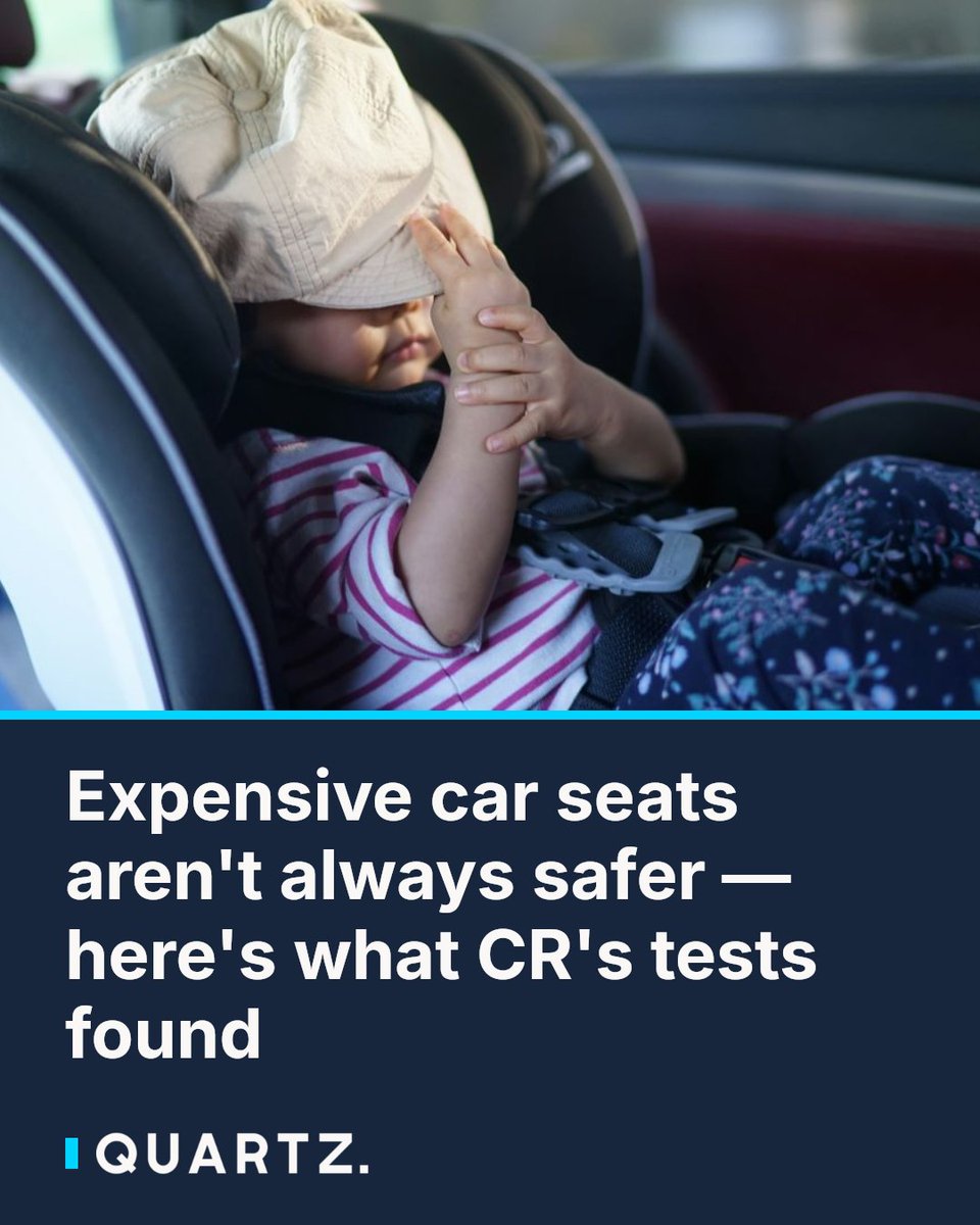 qz's tweet photo. Expensive car seats aren't always safer — here's what CR's tests found: Consumer Reports tested 12 car seats under $250 and found that price and safety don't always go hand in hand. Some budget-friendly options matched or… https://t.co/vkZy36sfcp #CarSeats #ChildSafety https://t.co/yusKqp9ikG